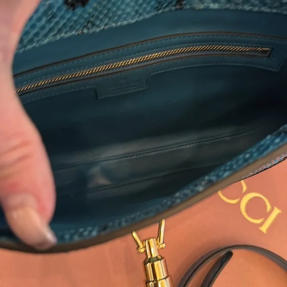 NWT IN BOX Limited Edition GUCCI MED JACKIE EXOTIC SKINS BLUE PYTHON - Picture 4 of 6